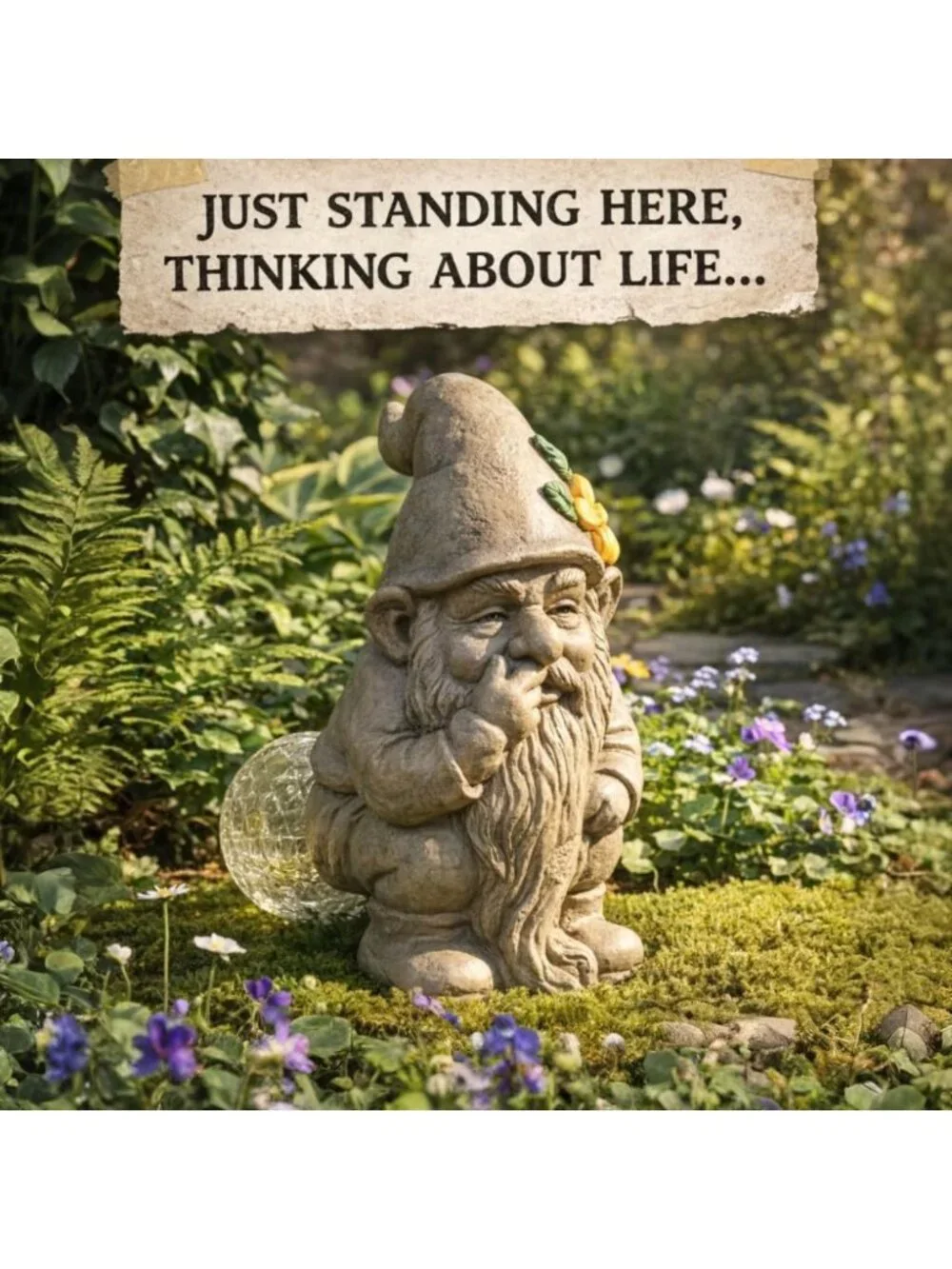 Quirky Solar-Powered Garden Gnome Statue for Yard, Patio & Lawn - Unique Gift